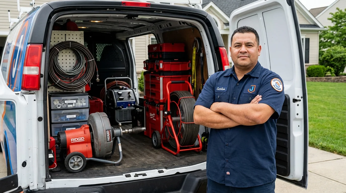 Professional drain cleaning equipment and Johns Plumbing LLC plumber in Grass Lake