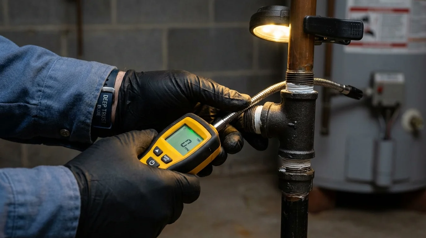 Gas leak detection with electronic sniffer by Johns Plumbing LLC in Grass Lake
