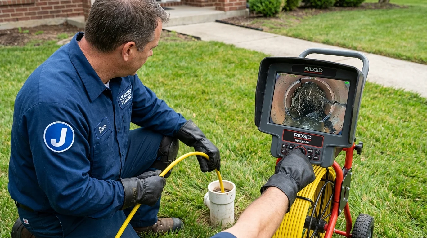 Sewer camera inspection being performed by Johns Plumbing LLC in Grass Lake